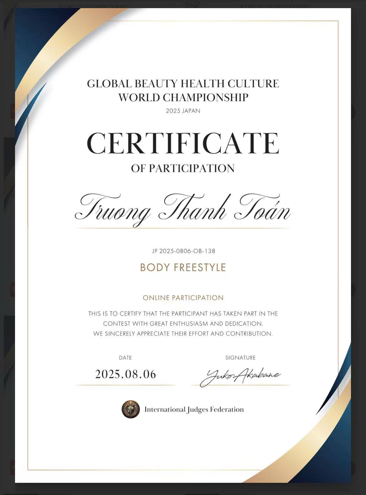 Anh Trương Thanh Toán đạt huy chương bạc, đem lại vinh quang cho Taichi Massage